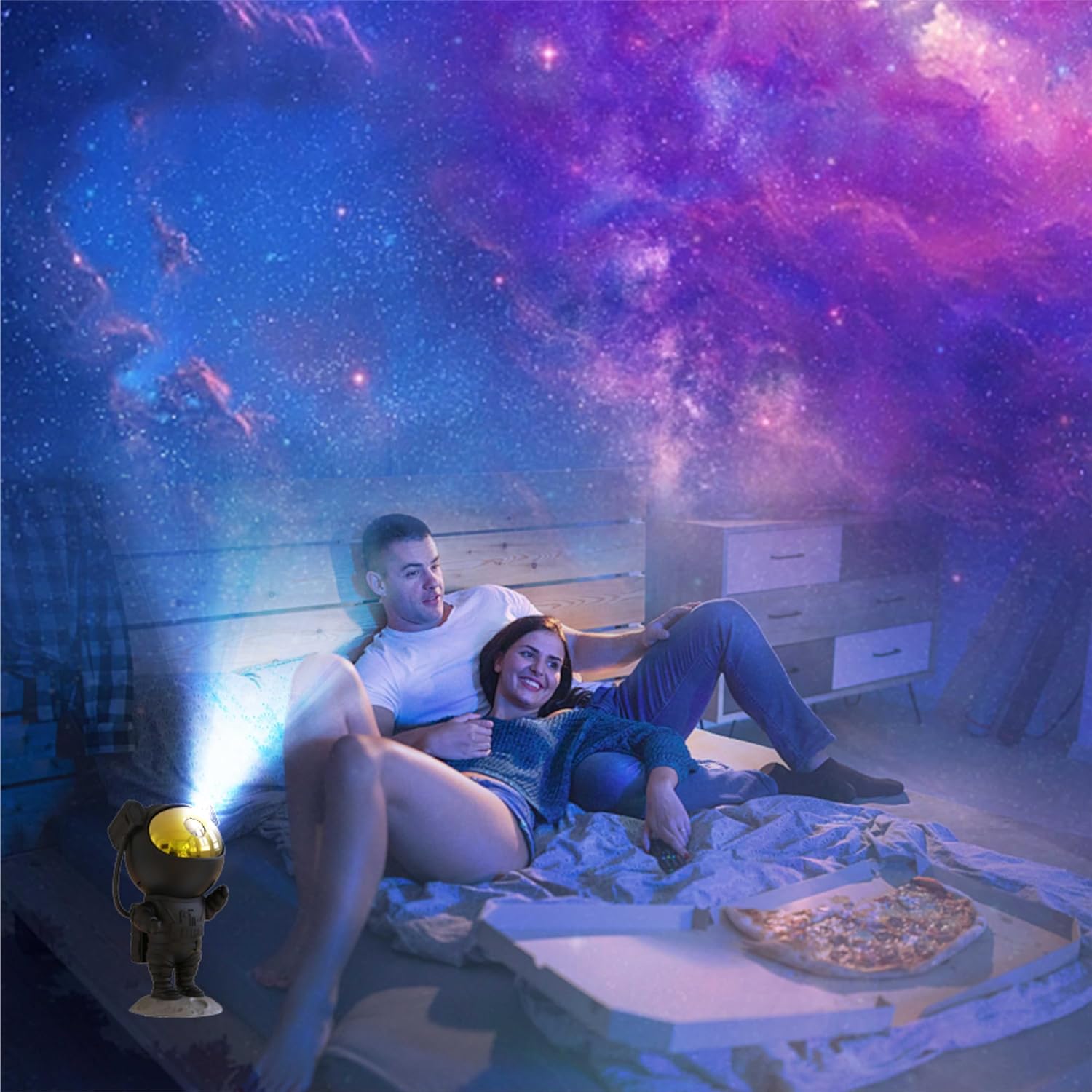 SFOUR Star Projector,Galaxy Night Light,Astronaut Starry Nebula Ceiling LED Lamp with Timer and Remote, Gift for Kids Adults for Bedroom, Birthdays,Christmas, Valentine's Day (White) [Energy Class F]