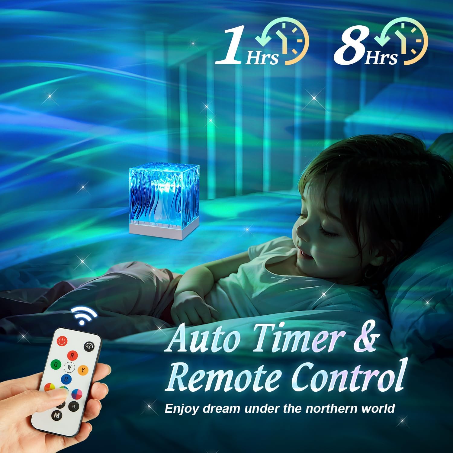 Sensory Lights Gifts for Girls Women, 18 Colors Bedside Lamps Northern Lights Projector, Remote Timer Galaxy Light, Soothing-for-Sleep Mood Lighting, Galaxy Projector, Bedroom Lamp Aurora Decor [Energ