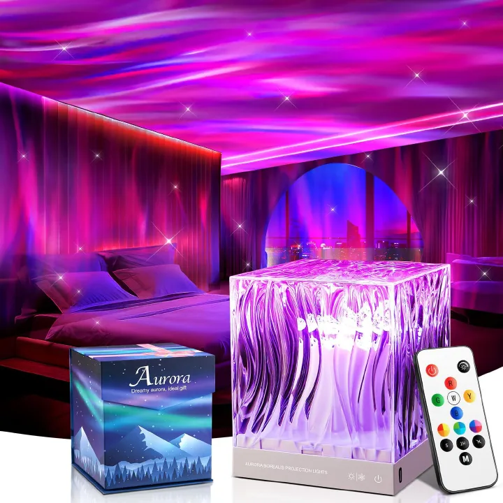 Sensory Lights Gifts for Girls Women, 18 Colors Bedside Lamps Northern Lights Projector, Remote Timer Galaxy Light, Soothing-for-Sleep Mood Lighting, Galaxy Projector, Bedroom Lamp Aurora Decor [Energ