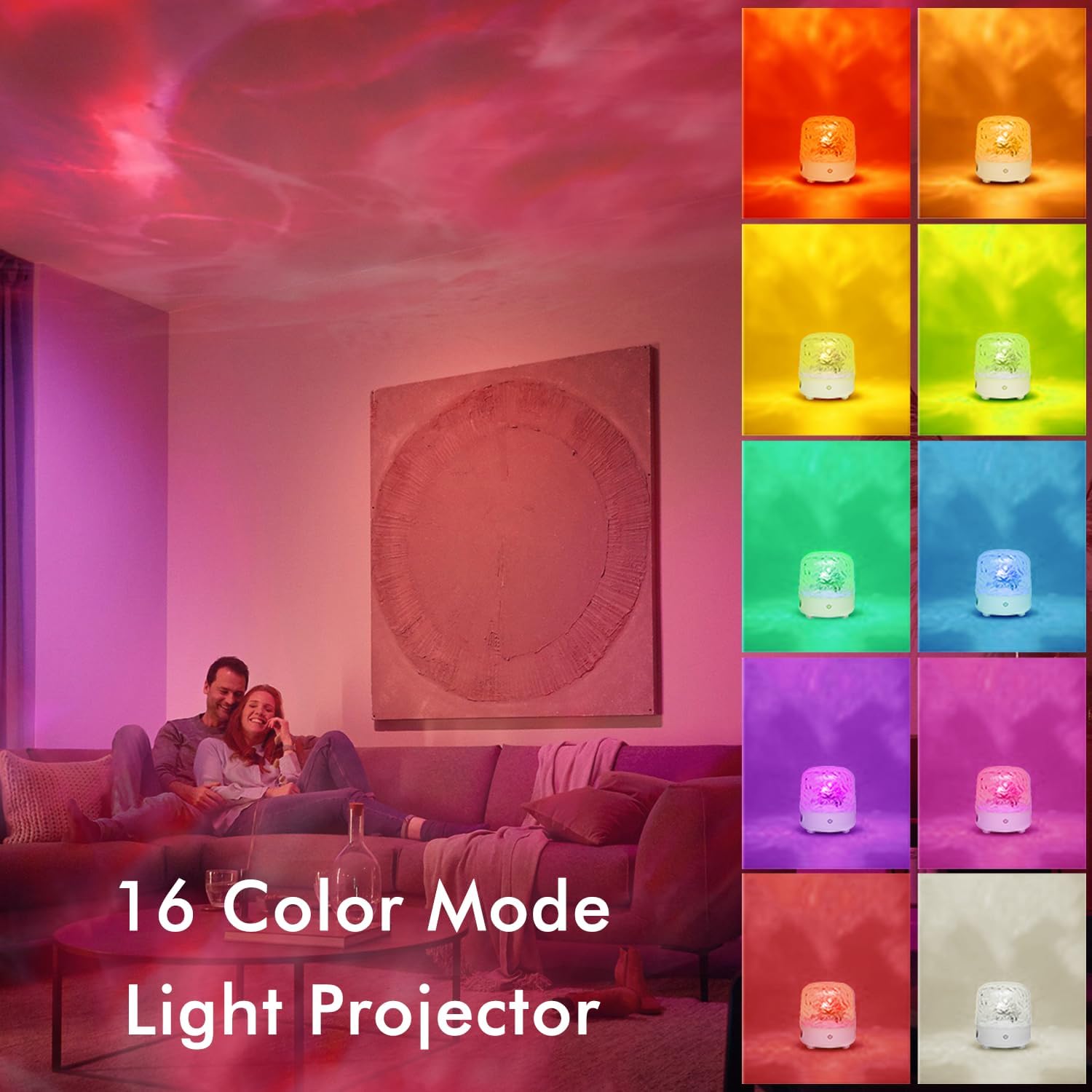 YunLone Ocean Wave Projector Galaxy Light Projector 16 Colors 30 Lighting Modes with Bluetooth Speaker, Mood Light Ceiling Lights Projector, Ambient Lights Night Room Light for Bedroom/Party/Game Room