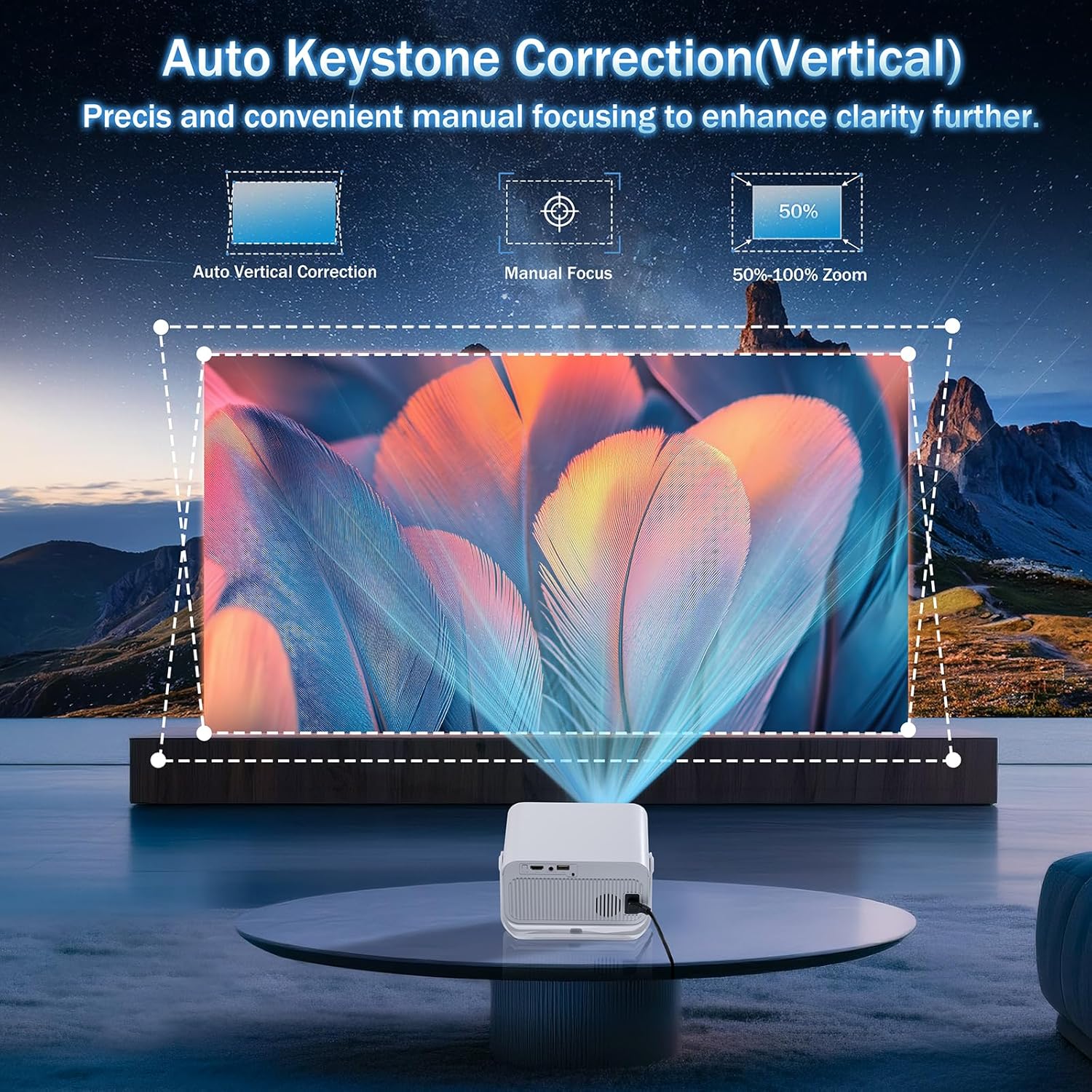 [Black Friday Offer]KASSELY Mini Projector, Portable Projector for Bedroom with WiFi 6 and Bluetooth, FHD1080P 4K Support, Auto Keystone Correction Compatible with Laptop/PC/Smartphone (White)