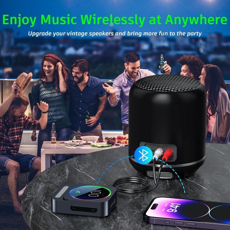 SONRU Bluetooth 5.3 Receiver for HiFi, 3.5mm Car Bluetooth AUX Adapter, Mini Bluetooth Receiver for Home Stereo/Speaker/Wired Headphones,Low Latency,AUX Connection, Noise Cancellation (J48)