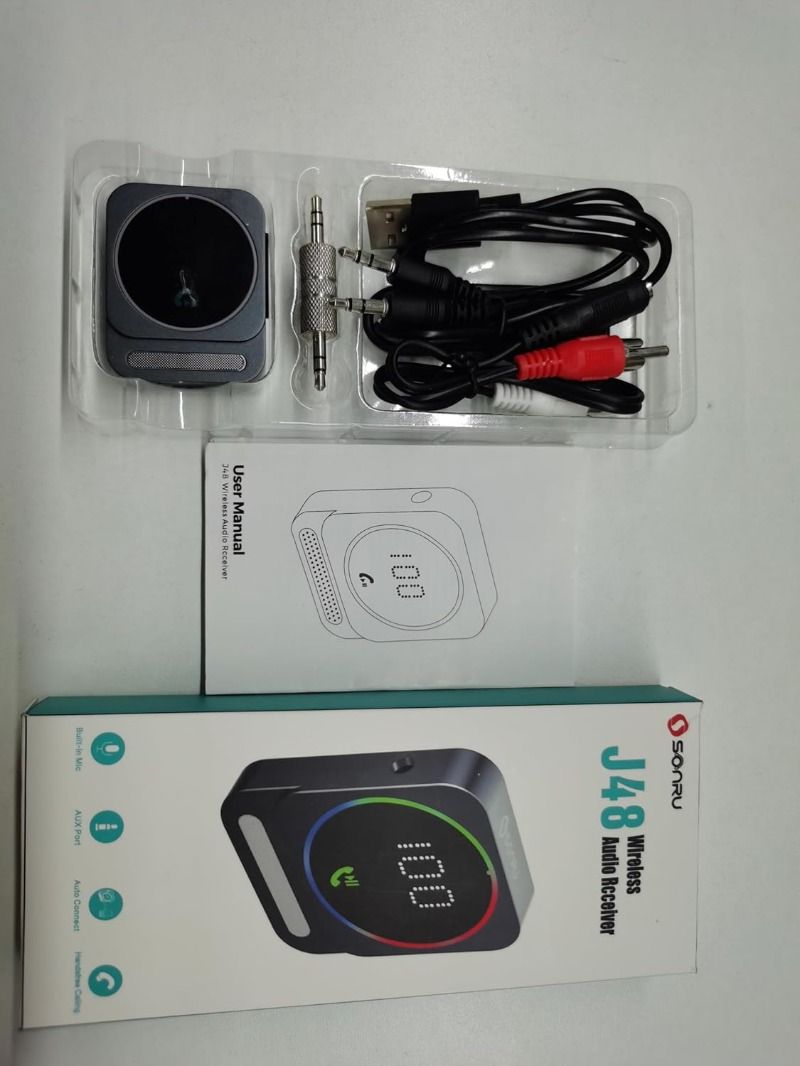 SONRU Bluetooth 5.3 Receiver for HiFi, 3.5mm Car Bluetooth AUX Adapter, Mini Bluetooth Receiver for Home Stereo/Speaker/Wired Headphones,Low Latency,AUX Connection, Noise Cancellation (J48)