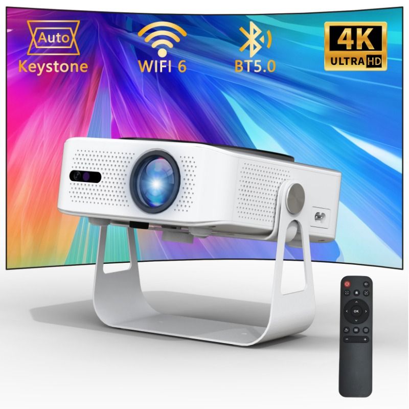 Flagship ultra-high-definition smart projector, featuring built-in Android applications, 32,000 lumens, support for full HD 4K, WiFi 6, and Bluetooth 5.2, low fan noise (<29.8dB), automatic keystone c