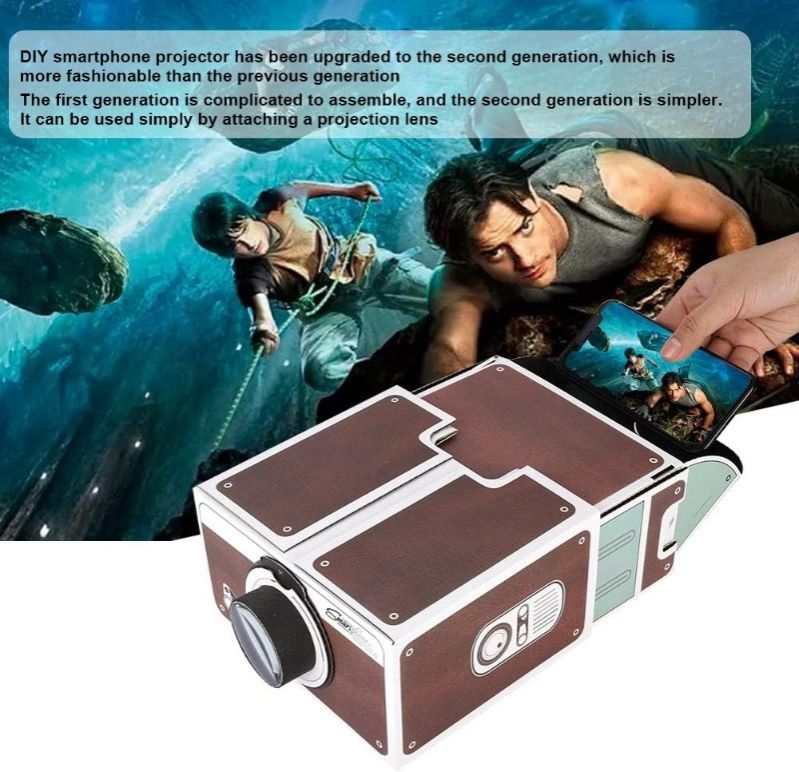 Home Projector Mini Projector DIY Smartphone Projector 2.0 & Entertainment Device, Portable Smart Projector Phone Projector Home Theater Projector for Projector for Android