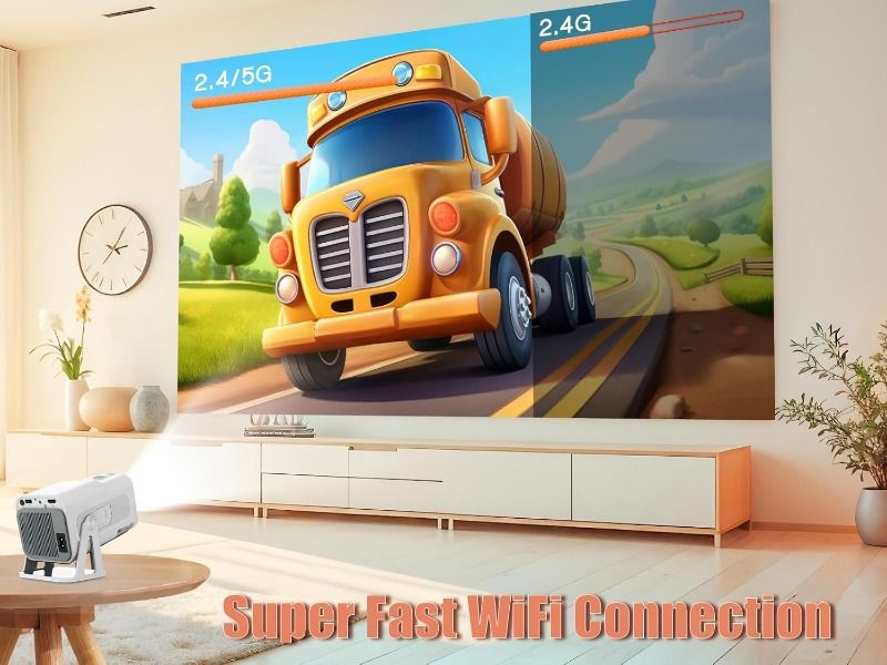 [Christmas Offer]]Upgraded HY320 Android Smart Projector 4K 320 ANSI Projector with WiFi Bluetooth, 180 ° Rotation, Automatic Keystone Correction, oice Assistant Portable Bedroom Video Projector