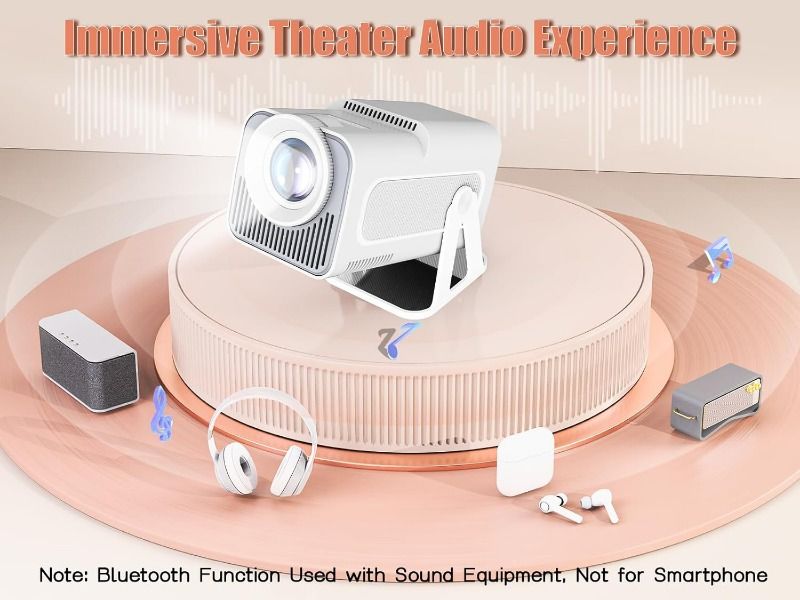 [Christmas Offer]]Upgraded HY320 Android Smart Projector 4K 320 ANSI Projector with WiFi Bluetooth, 180 ° Rotation, Automatic Keystone Correction, oice Assistant Portable Bedroom Video Projector