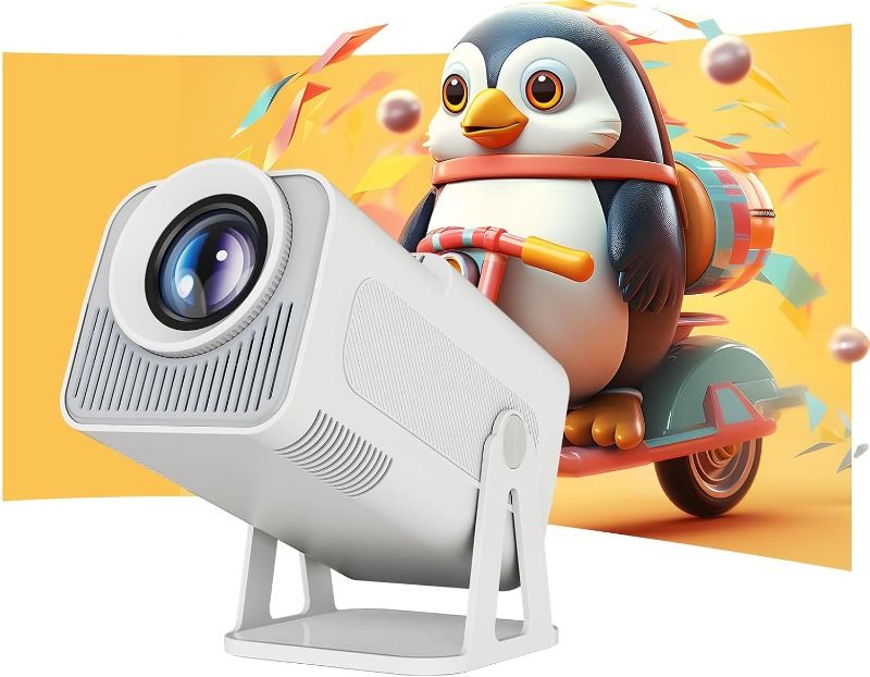 [Christmas Offer]]Upgraded HY320 Android Smart Projector 4K 320 ANSI Projector with WiFi Bluetooth, 180 ° Rotation, Automatic Keystone Correction, oice Assistant Portable Bedroom Video Projector