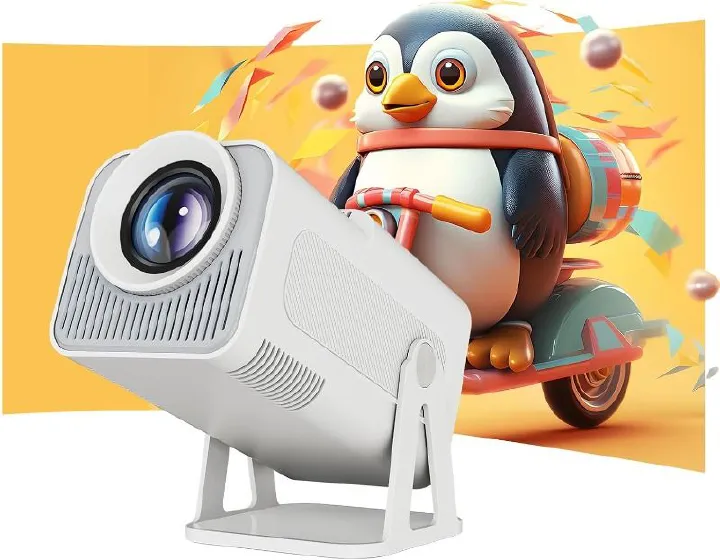 [Christmas Offer]]Upgraded HY320 Android Smart Projector 4K 320 ANSI Projector with WiFi Bluetooth, 180 ° Rotation, Automatic Keystone Correction, oice Assistant Portable Bedroom Video Projector