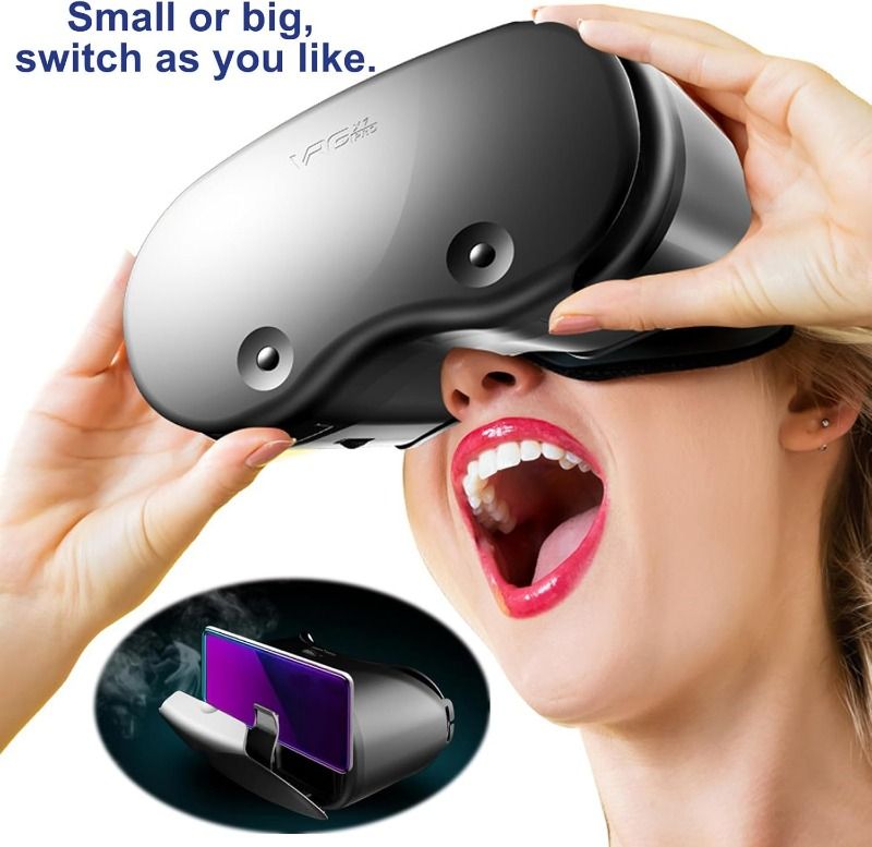VR Headset for Phone, Virtual Reality Glasses with Controller, Anti Blue Lenses 3D VR Goggles, Compatible for IOS & Android Compatible 5-7 inch Screen,for Mobile Games & Movies(Black)