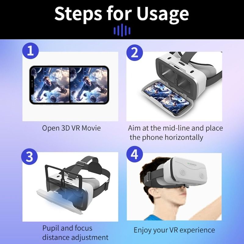 VR Headset for Phone, Virtual Reality Headsets VR Glasses with HD Anti-Blue Light Lenses, Compatible with 5-7 Inch Phones, Virtual Reality Glasses