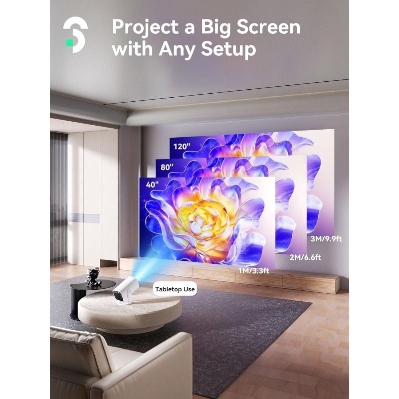 Mini Portable Projector 1080P Support - SOOMFON 720P Native Small TV Projector 270° Rotatable Auto Keystone, Bluetooth 5.1 for Bedroom/Home Cinema/Phone/TV Stick/USB/HDMI