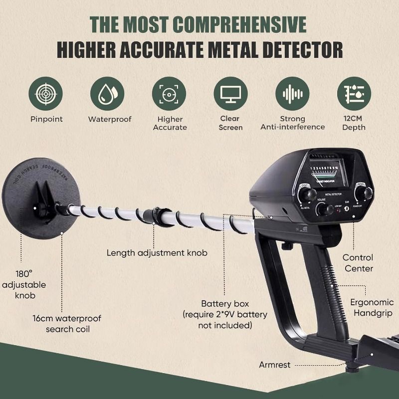 Underground metal detector, detection instrument, archaeological treasure hunting device