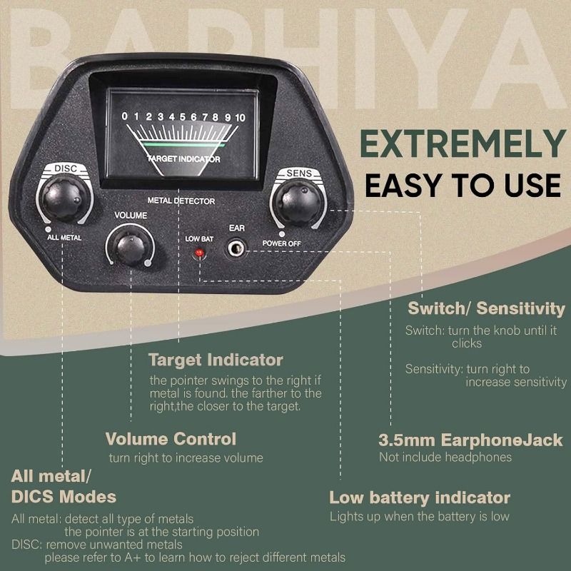 Underground metal detector, detection instrument, archaeological treasure hunting device