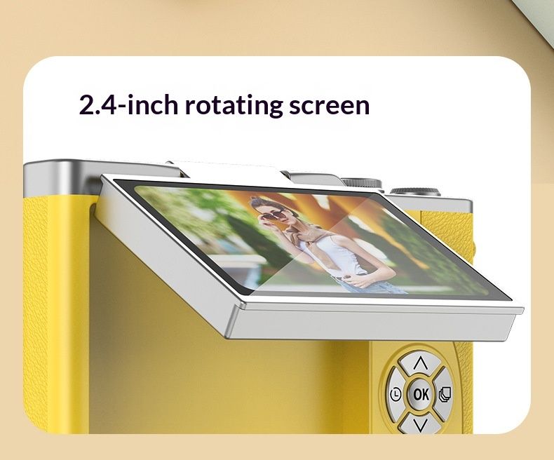 Comes with a 32GB storage card as a gift card reader. adapter. Charging cable: 4K CCD digital camera, autofocus camera, 2.4-inch 180 ° flip screen, used for point-to-point shooting of travel compact