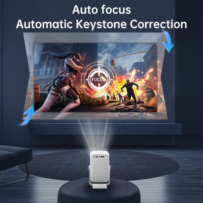 [Built in app&Android 13.0] Mini projector supports 4k portable projector with 270 ° rotation, autofocus&keystone, WiFi 6&Bluetooth, smart movie projector suitable for bedroom/outdoor use