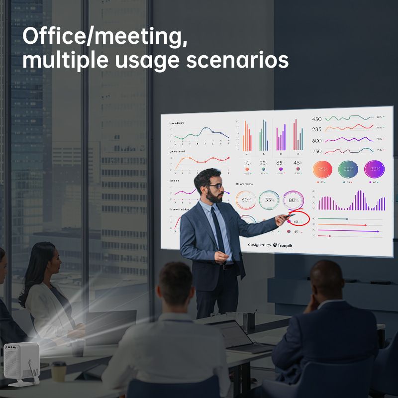 [Built in app&Android 13.0] Mini projector supports 4k portable projector with 270 ° rotation, autofocus&keystone, WiFi 6&Bluetooth, smart movie projector suitable for bedroom/outdoor use