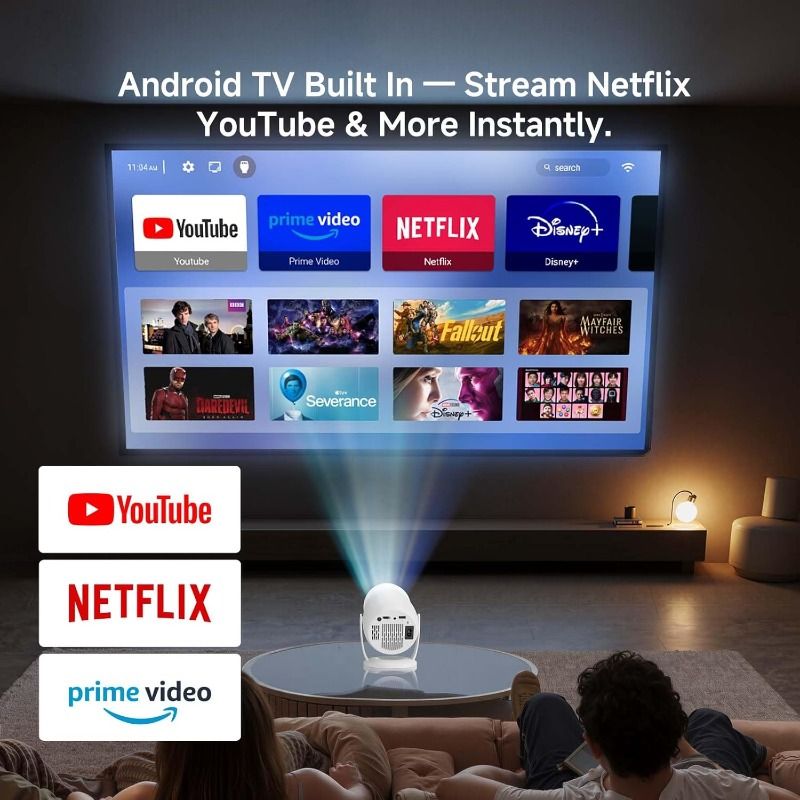 Mini Projector with WIFI 6 and Bluetooth, 4K 1080P Support Portable Projector Movie Auto Keystone for Laptop, PC, Smartphone