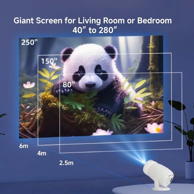 Mini Projector with WIFI 6 and Bluetooth, 4K 1080P Support Portable Projector Movie Auto Keystone for Laptop, PC, Smartphone