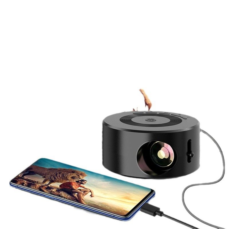 1080P mini projector, portable movie projector with rich interface and built-in speakers, suitable for outdoor and home theater portable projectors on smartphones, tablets, laptops.