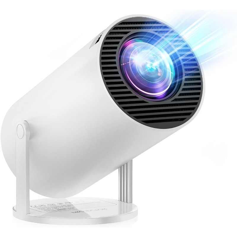 [Built-in Apps & Android 14.0] Mini Projector Portable 20000 Lux Projector 4K Supported 180° Rotation & Auto Keystone, Outdoor Compatible with TV Stick/Windows/iOS/Android/HDMI/USB (1080P)