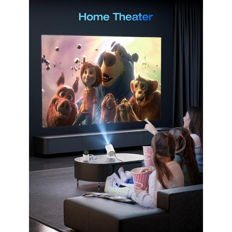[Built-in Apps & Android 14.0] Mini Projector Portable 20000 Lux Projector 4K Supported 180° Rotation & Auto Keystone, Outdoor Compatible with TV Stick/Windows/iOS/Android/HDMI/USB (1080P)