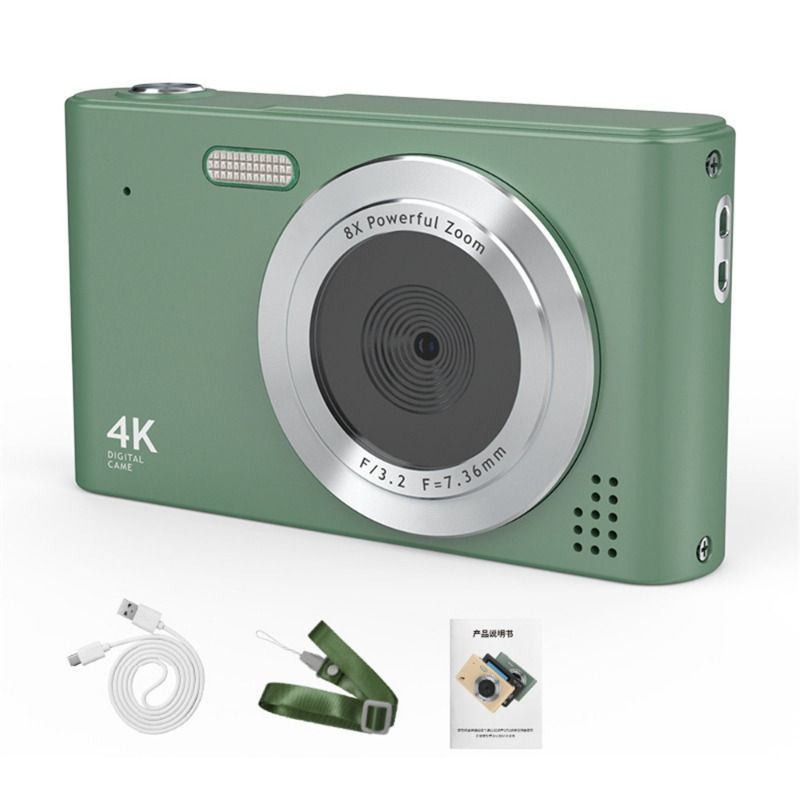 【 Standard 32GB memory card 】 4K high-definition portable digital camera CCD camera for taking photos, recording videos, campus travel vlogs, portable camera (with accessories included)