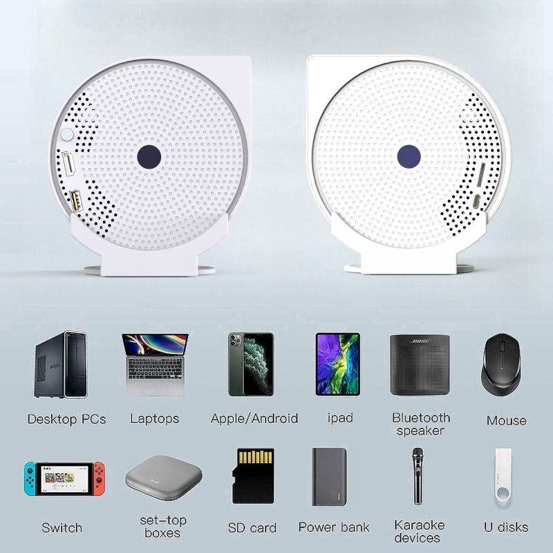 WiFi and Bluetooth projector, Android projector 4K portable video projector 270 ° adjustable, 400 ANSI lumens, automatic trapezoidal and focusing, outdoor movie projector