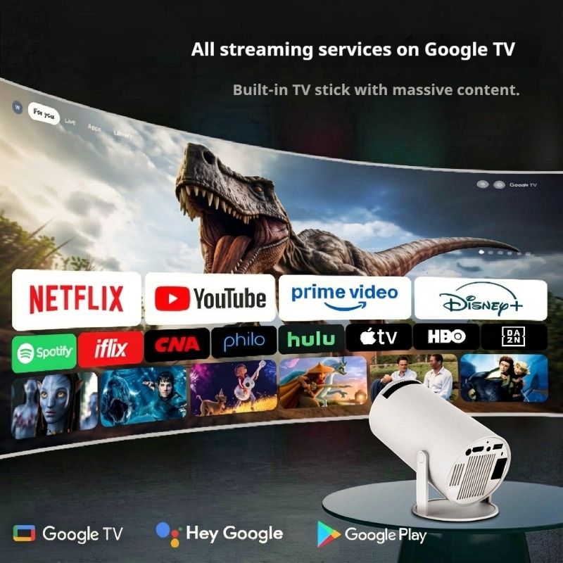 X7AD Google TV Smart Projector, 1080P HD Portable Projector with Auto Focus & Keystone, 5G/2.4G WiFi Home Theater Projector
