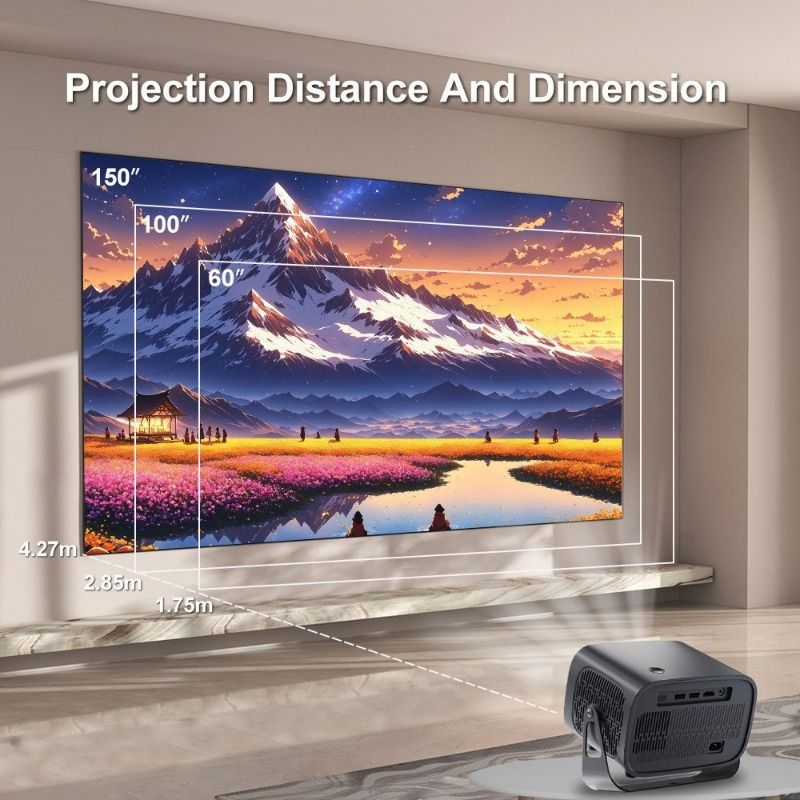 Smart Projector with WiFi & Bluetooth 5.0, HD Home Theater Projector, Compatible with Bluetooth Headset/Speaker, for Office Meeting, School Teaching, Home Movie