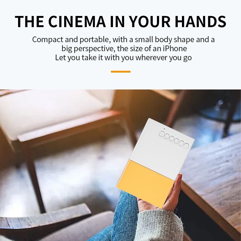 Mini Portable Screenless TV Projector, 1080P Supported, Wired/Wireless Phone Screen Mirroring, for Home, Student Dorm, Teaching, Camping