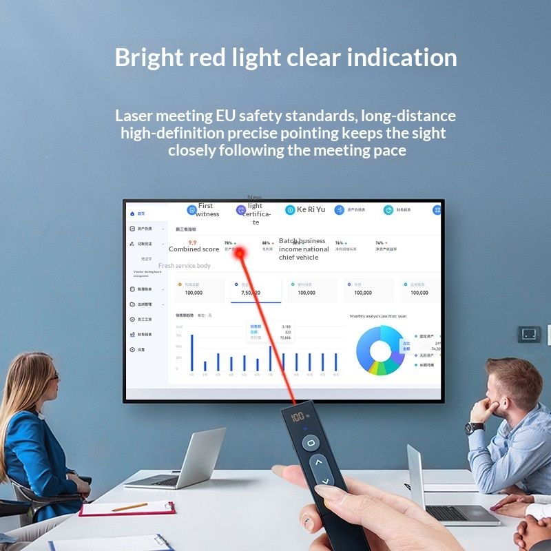 Plug-and-Play Digital Display Laser Presentation Clicker, PPT Remote Control with Page Up/Down, Laser Pointer, Window Switch, for Teaching, Meeting, Speech