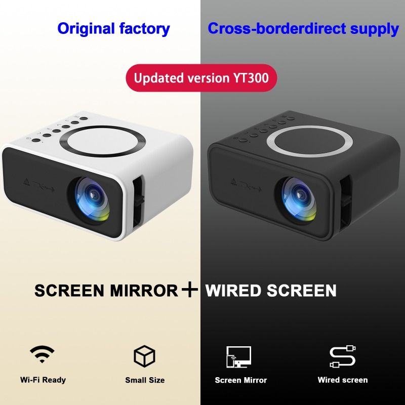 Palm-Thickness Mini Projector, One-Handed Hold, Small Body Big Power, Portable for Home Theater, Dorm, Camping, Cross-Border Supply