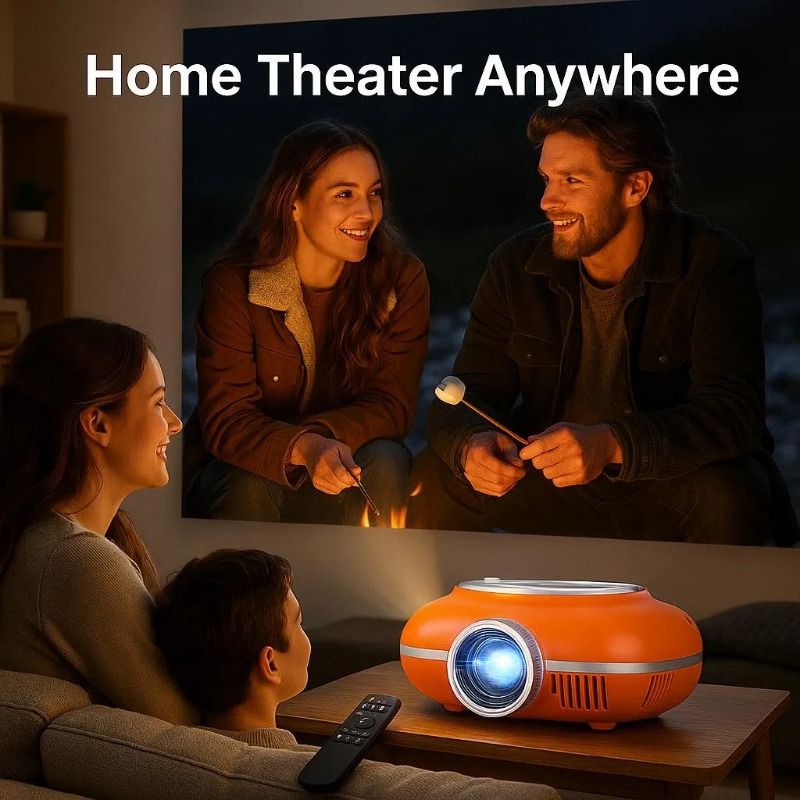 Android 11 Projector with Dual-Band WiFi 2.4G/5G, Two-Way Bluetooth 5.1, Supports 1080P, Portable for Home, Dorm, Camping