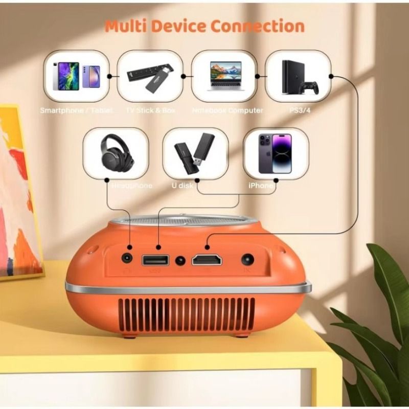 Android 11 Projector with Dual-Band WiFi 2.4G/5G, Two-Way Bluetooth 5.1, Supports 1080P, Portable for Home, Dorm, Camping