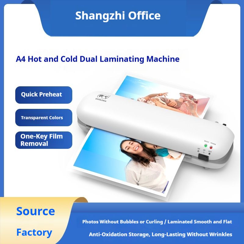 【Gift of 6 plastic wrap films】Hot & Cold Laminator for Home Office, Anti-Oxidation, No Jam, Smooth Bubble-Free, Photo Document Laminating Machine