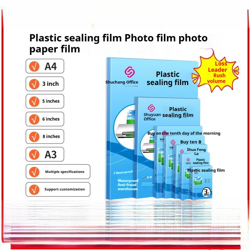 【100 sheets】Multi-size Photo Laminating Film (A4/A3/3"/5"/6"/8") , Transparent Waterproof Anti-scratch Thermal Lamination Film for Photos, Documents & Cards,