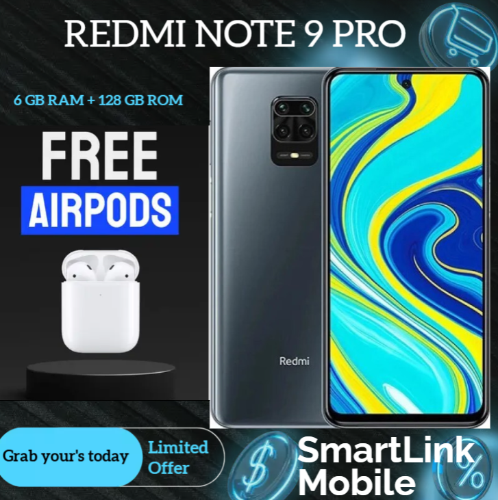 Refurbished Redmi Note 9 Pro 6GB RAM + 128GB ROM 64MP+16MP Camera 5020mAh (Dual SIM) Android Smartphones/ Mobile Phones