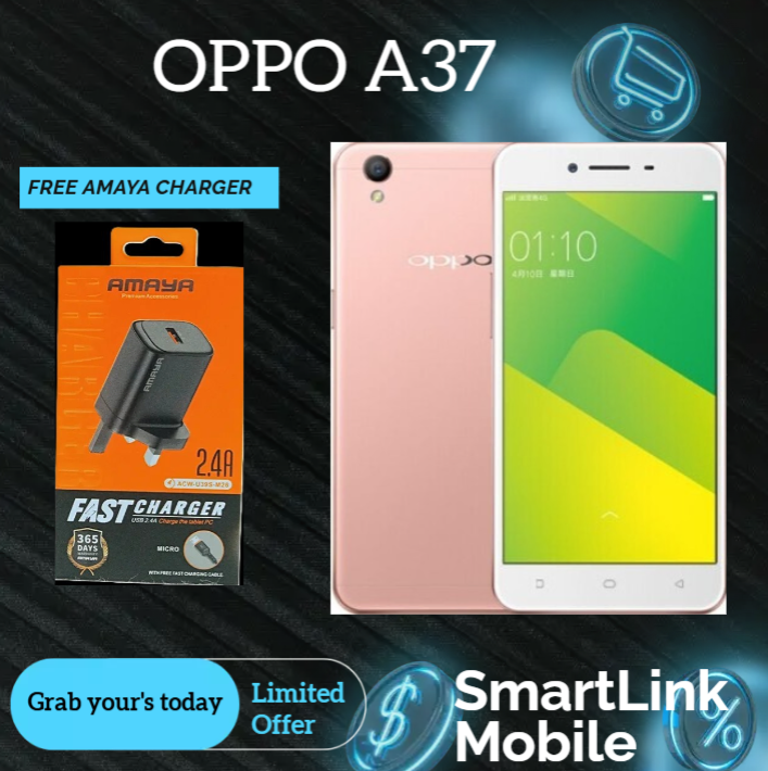 Refurbished OPPO A37 2GB RAM + 16GB ROM 8MP+5MP Camera 2630mAh (Dual SIM) Android Smartphones/ Mobile Phones