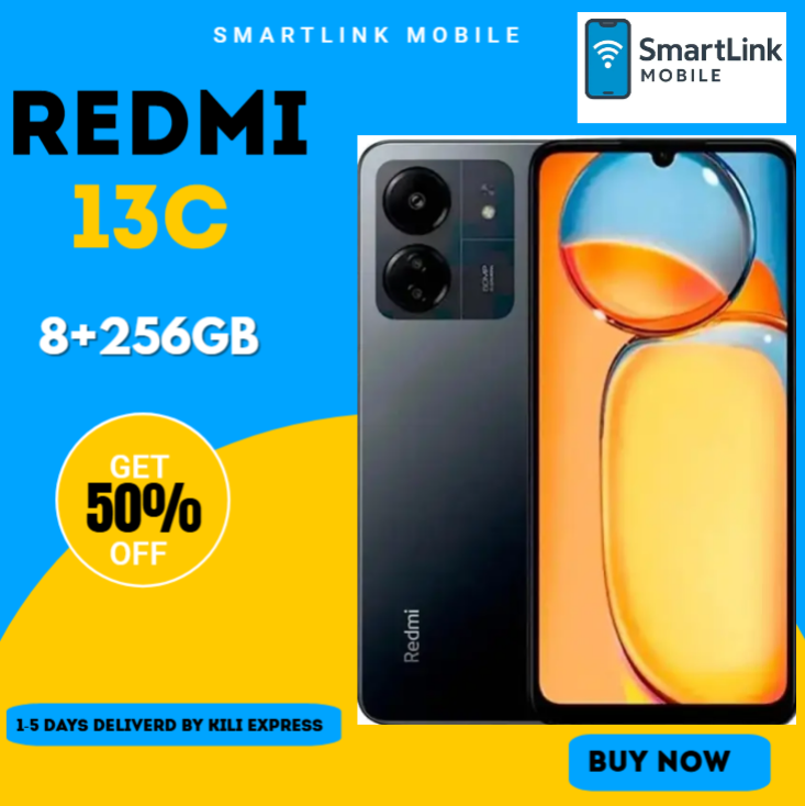 Refurbished Redmi 13C 8GB RAM + 256GB ROM 50MP+8MP Camera 5000mAh (Dual SIM) Android Smartphones/ Mobile Phones