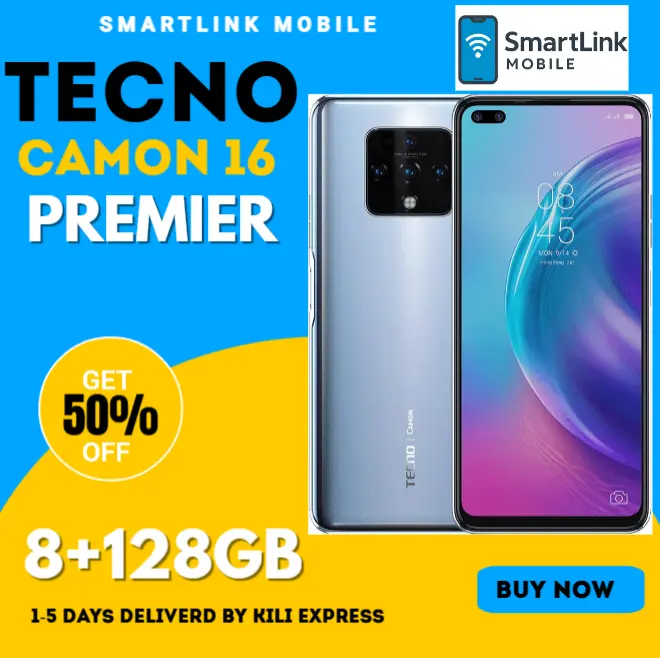 Refurbished TECNO Camon 16 Premier (CE9) 8GB RAM + 128GB ROM 6.9″ 64MP+48MP Camera 4500mAh (Dual SIM) Android Smartphones/ Mobile Phones