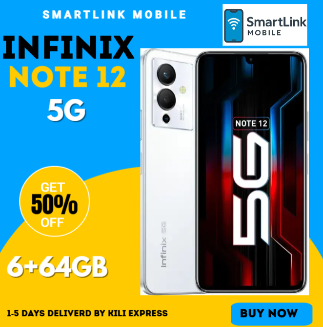 Refurbished Infinix Note 12 5G 6GB RAM + 64GB ROM 50MP+8MP Camera 5000mAh (Dual SIM) Android Smartphones/ Mobile Phones