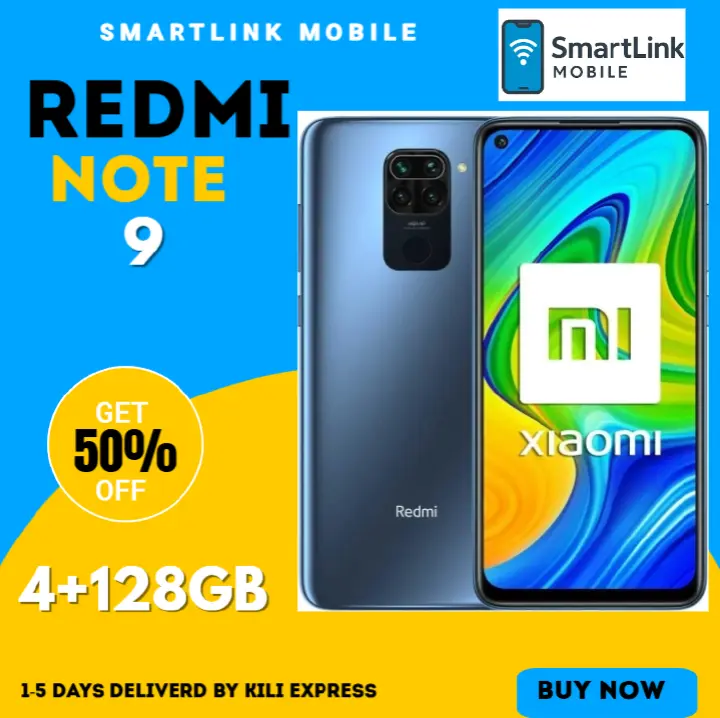 Refurbished Redmi Note 9 – 4GB RAM + 128GB ROM, 48MP + 13MP Cameras, 5020mAh Battery, Dual SIM, Android Smartphone