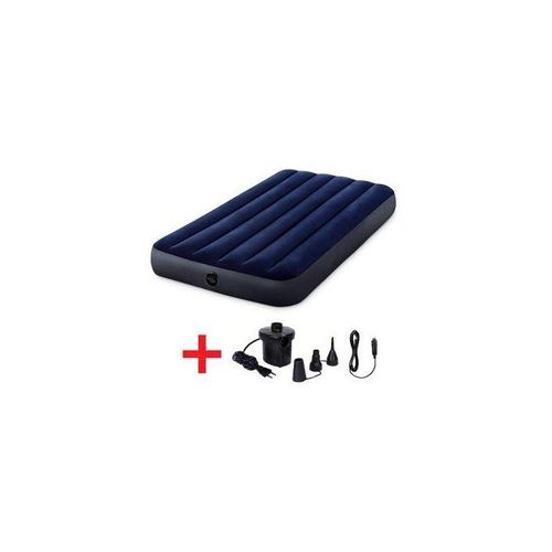 Intex Portable and Inflatable Standard Downy Air Mattress: Fiber-Tech - 10" - Twin(3x6), ( 4x6), Queen( 5x6), King(6x6). For Use at Home, Camping, Travelling, for Guests. + 1 Free Pump.