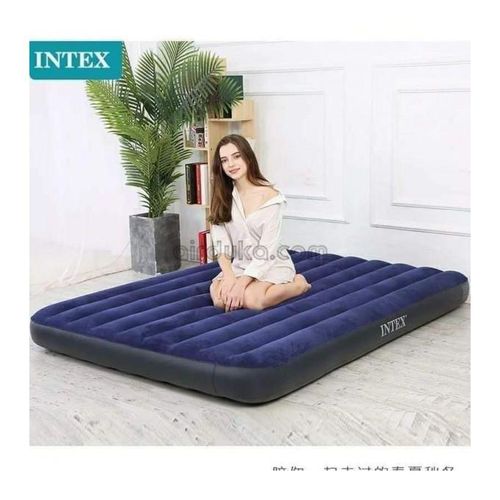 Intex Portable and Inflatable Standard Downy Air Mattress: Fiber-Tech - 10" - Twin(3x6), ( 4x6), Queen( 5x6), King(6x6). For Use at Home, Camping, Travelling, for Guests. + 1 Free Pump.