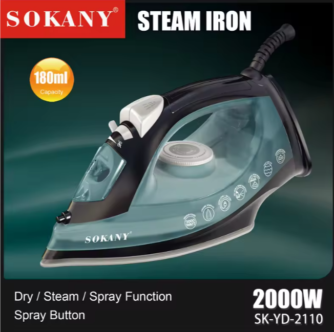 2000W Electric Steam Iron For Clothes. Fast Heating Iron With Ceramic Coating Soleplate, Adjustable Thermostat Dial & Spray Mist. Self-Cleaning Iron For Clothes At Home Or Office.