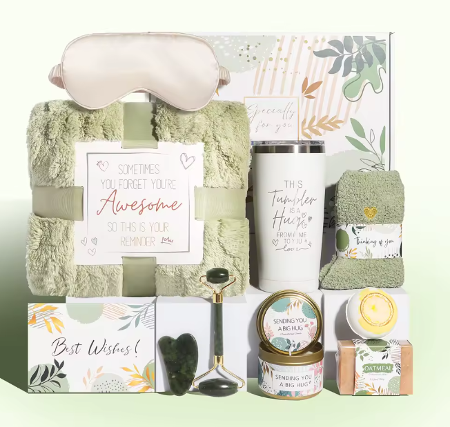 Special Gifts for Women, Thinking of You Gift Care Package with Luxury Flannel Blanket for Women - Mom, Wife, Partner, Friends, Sister. Christmas, Valentines, Mother's Day, Birthday, Just Because.