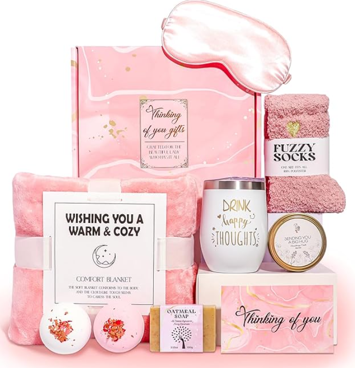 Self Care at Home Spa Gifts for Men and Women, Custom Thinking of You Gift Care Package -Baskets for Christmas, Valentine's, Birthdays, Get Well Soon, Just Because. Any Day Gifts.