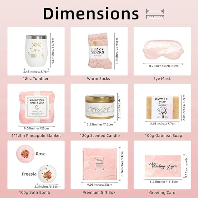 Self Care at Home Spa Gifts for Men and Women, Custom Thinking of You Gift Care Package -Baskets for Christmas, Valentine's, Birthdays, Get Well Soon, Just Because. Any Day Gifts.