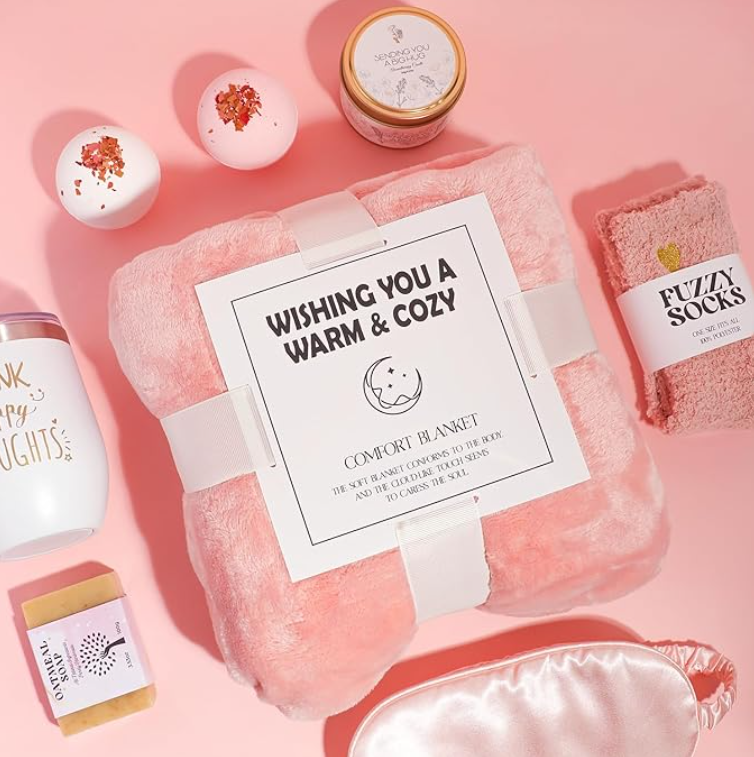 Self Care at Home Spa Gifts for Men and Women, Custom Thinking of You Gift Care Package -Baskets for Christmas, Valentine's, Birthdays, Get Well Soon, Just Because. Any Day Gifts.